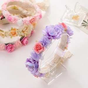 Blumen-Haarband für Mädchen mit Spitzenband und Kunstblumen für Hochzeit und Fotografie