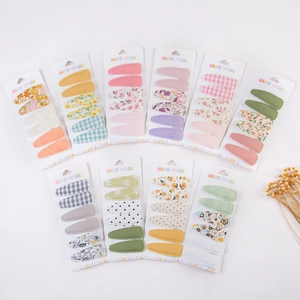 Barrettes Cheveux BB en Tissu de Coton Fait Main Floral Plaid Pois Épingles à Cheveux Larme Brodé pour Enfants Filles