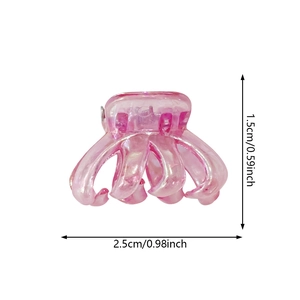 Mini pink translucent hair claw clip for kids with 2.5cm size dimension details