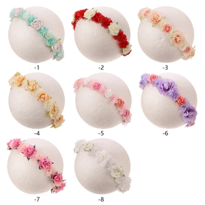 Bohemian Blumenkranz Set für Mädchen mit bunten Stoffblumen Haarbändern für Fotografie