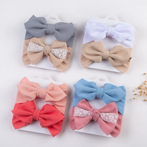 Lot de bandeaux bébé en tissu gaufré avec nœuds en dentelle pour nouveau-nés
