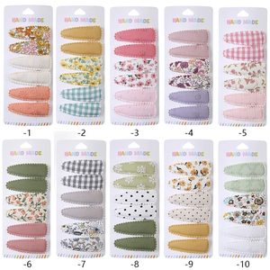 Lot de barrettes à cheveux en tissu fait main avec motifs floraux pour enfants