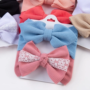 Lot de bandeaux pour bébés avec nœuds en tissu gaufré et détails en dentelle
