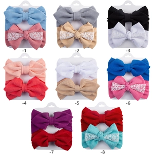 Lot de 8 bandeaux bébé colorés en tissu gaufré avec de jolis nœuds en dentelle élégants