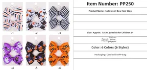 Vue détaillée des barrettes Halloween de 7,5cm avec motifs citrouille et fantôme