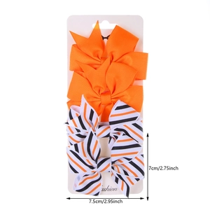 Set di 4 fermagli per capelli a fiocco per Halloween in arancione e nero a righe