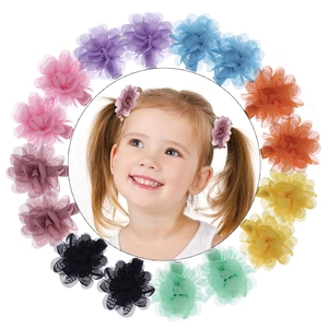Fermagli per Capelli a Fiore in Chiffon Fatti a Mano per Bambini Mollette Floreali a Tinta Unita Accessori Decorativi per Capelli
