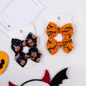 Lot de barrettes à nœuds pour Halloween avec motifs citrouille et araignée pour enfants