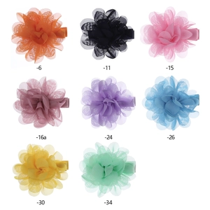 Set di 8 fermagli per capelli a fiore in chiffon colorato per neonati con clip metalliche