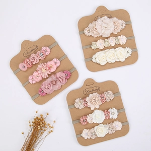 Sweet Baby Flower Headband Elastic Nylon Handmade Lace Chiffon Floral Headband For Infant Newborn Photography Prop Accessories