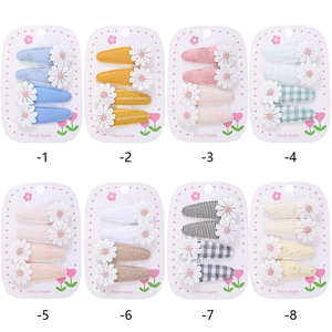 Lot de 8 sets de barrettes à fleurs marguerites brodées, ensembles de 4 accessoires