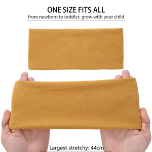 Detailed comparison of elastic knit headband showing static state and 44cm stretch length