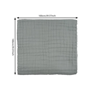 Grey 6-layer muslin cotton baby swaddle blanket 100x100cm with bubble texture finish