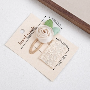 Cute Korean style handmade rose flower and lace embroidery hair clips set on card