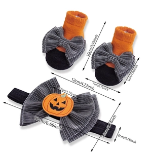 Σετ κορδέλα και κάλτσες μωρού για το Halloween με φιόγκους κολοκύθας και στολίδια