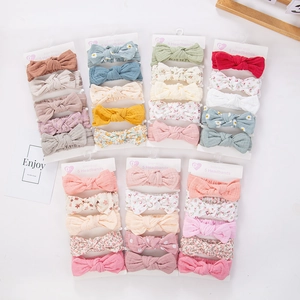 Soft Cotton Baby Headbands Elastic Floral Bow Headband Set For Infants Toddlers Cute Bunny Ears Hair Accessories