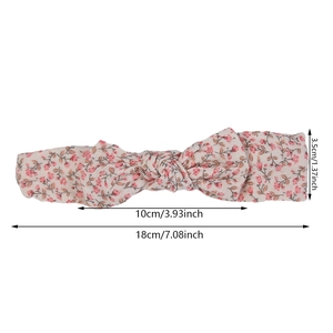 5-pack floral cotton baby headbands with double-layer rabbit ears and size dimensions