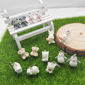 Cute Flocked Animal Drop Earrings For Women Cartoon Rabbit Bear Penguin Cat Sheep Fluffy Pendant Hook Earrings Jewelry