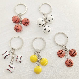Mini Sports Ball Keychain Resin Basketball Soccer Tennis Baseball Pendant For Sports Fans Backpack Key Ring Accessory Gift