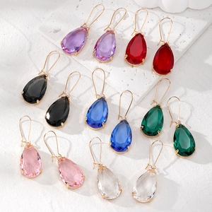 Elegant Waterdrop Crystal Drop Earrings For Women Simple Alloy Inlaid Pear Shaped Earrings Fashion Jewelry Accessory Gift