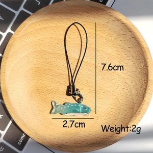 Cute blue whale shark keychain charm with white polka dots for bags and phone cases