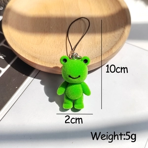 Mignon porte-clés grenouille floquée en peluche pour sacs, taille 10cm x 2cm, léger 5g