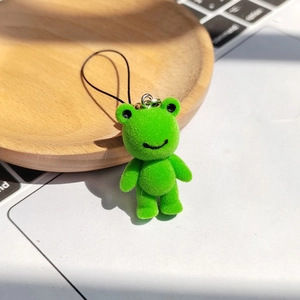 Mignon Porte-clés Grenouille Floquée Vert Pendentif Sac Poupée Animale Duveteuse Petit Porte-clés Dessin Animé 3D Pour Femmes Enfants