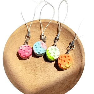 Creative cheese gradient resin keychain pendants in colorful moon surface design