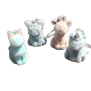 Porte-clés animaux floqués en résine 3D avec chaton et cerf aux couleurs pastel doux