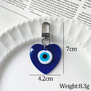 Resin evil eye heart pendant with silver rotating clasp for fashion accessories