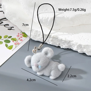 Detail showing dimensions of gray flocked koala charm with 4.2cm height and 7.5g weight