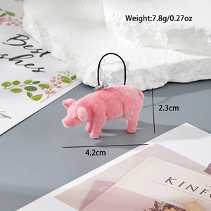 Llavero de cerdito rosa flocado, tamaño 4,2 cm y peso ligero de 7,8 gramos