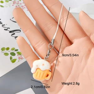 Cute beer mug keychain with orange resin and foam detail on a silver lobster clasp strap