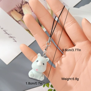 Cute green flocked rhino charm with silver lobster clasp for bag and phone decor