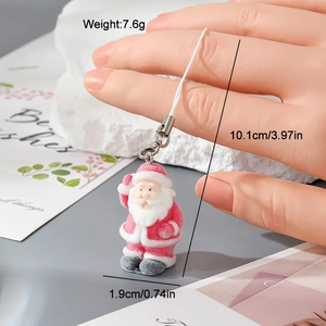 Detail of flocked Santa Claus keychain with 7.6g weight and 10.1cm length