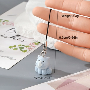 Cute sky blue flocked cat keychain pendant with lobster clasp for bags and phones