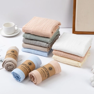Bamboo cotton muslin baby swaddle blanket 100x100cm in various Morandi colors