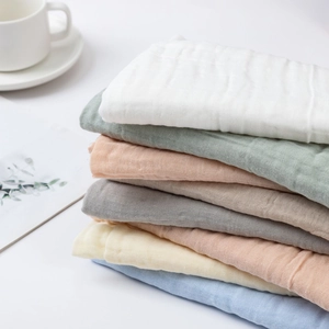 Breathable bamboo cotton baby muslin swaddle blankets in seven soft pastel colors