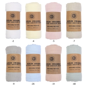 Bamboo cotton muslin swaddles in eight colors, breathable 100x100cm newborn blankets