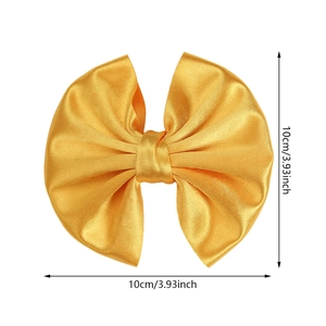 Bright yellow satin bow hair clip for girls, handmade fabric hair accessory 10cm
