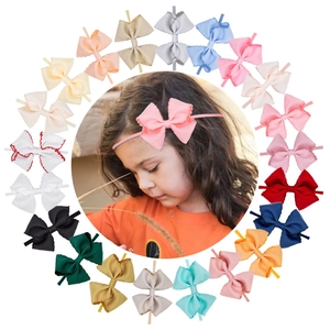 Baby Girls Scalloped Edge Bow Headband Elastic Nylon Grosgrain Ribbon Bowknot Hairband Newborn Toddler Handmade Hair Accessories