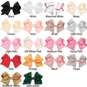 Rainbow grosgrain ribbon hair bow clips for girls in 18 assorted colors set