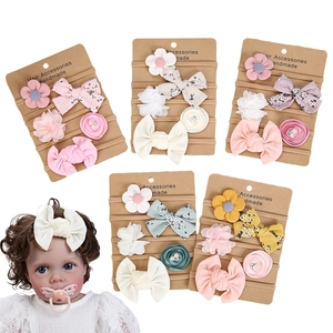 Baby Girls Elastic Nylon Headbands Chiffon Flower Bow Artificial Pearl Infants Newborn Hair Accessories Photography Props