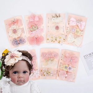 Baby Girls Floral Headband Collection Lace Mesh Bow Headwear For Infants Toddlers Cute Princess Hair Accessories Gift