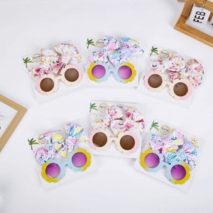 Ensembles de lunettes de soleil en forme de fleur et bandeaux à nœuds pour fillettes