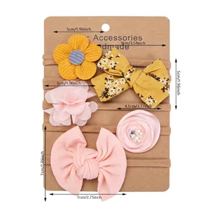 Five-piece baby headband set with chiffon flowers and elastic nylon bands for photography