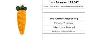 Detailed view of hand-knitted wool carrot pendant measuring 8cm for Easter decor