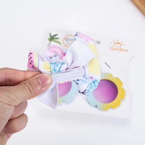 Lot de barrettes à cheveux pour enfants avec nœud à motif pastèque et pois colorés
