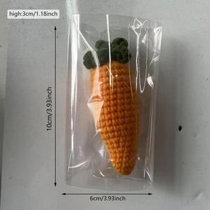 Detailed size specifications for handmade crochet carrot decoration with dimensions