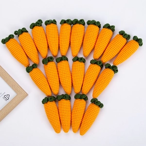Handmade Crochet Carrot Hanging Decoration Wool Yarn Veggie Ornament For Easter Party Decor Photography Prop Home Accessory